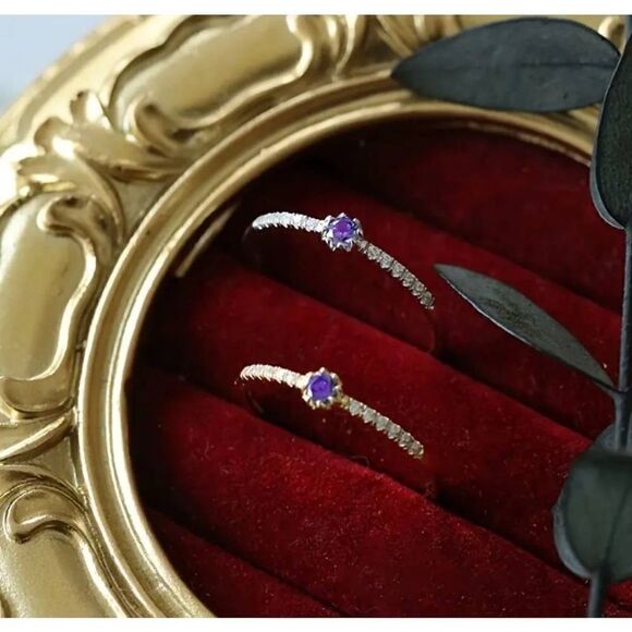1pc Exquisite Fashion Inlaid Amethyst Zircon Engagement Wedding Ring - Picture 2 of 12